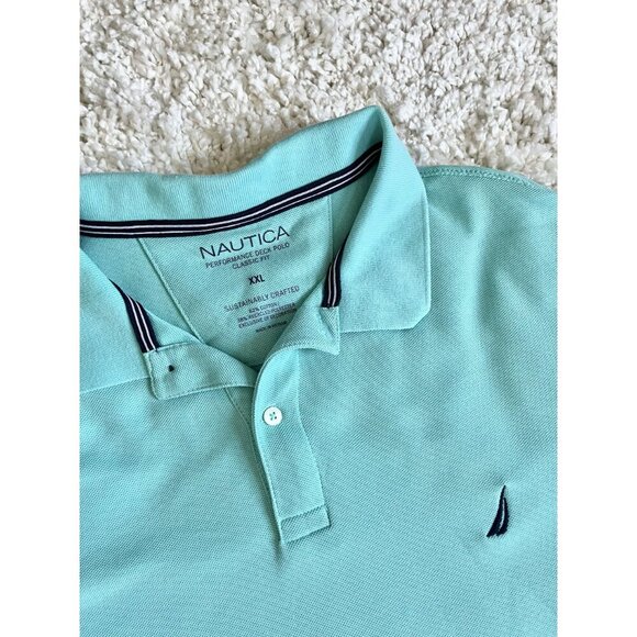 Nautica Performance Deck Polo Shirt XXL Classic Fit Aqua Blue - Picture 3 of 4